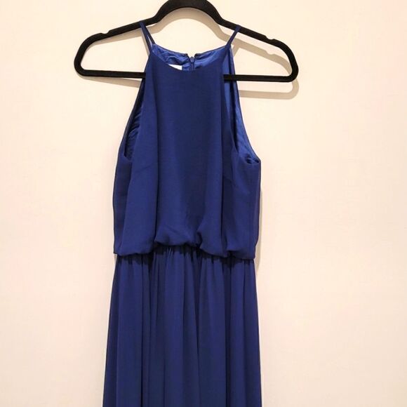 Donna Morgan Midnight Blue Halter Wedding Dress - Picture 5 of 14